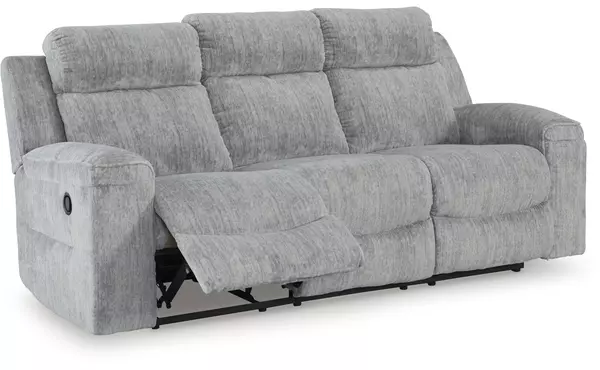 buntington pewter reclining sofa by ashley