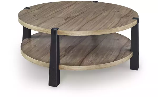 ridgester light brown/black round cocktail table by ashley