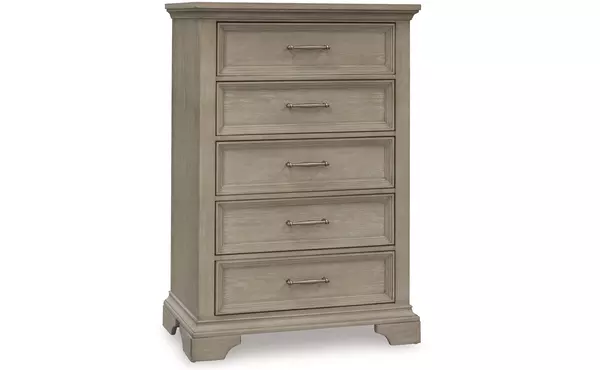 vallardia light grayish brown five drawer chest by ashley