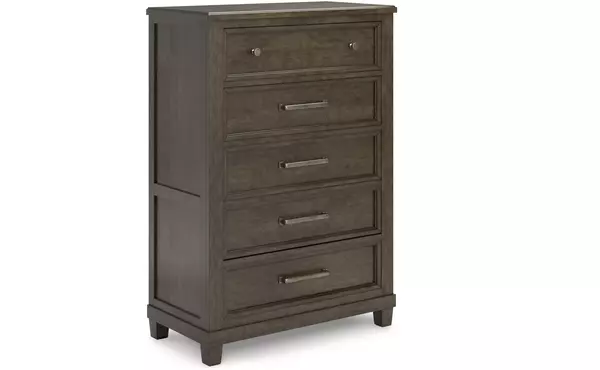 hillcott dark brown five drawer chest by ashley