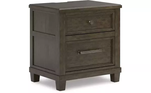 hillcott dark brown two drawer night stand by ashley