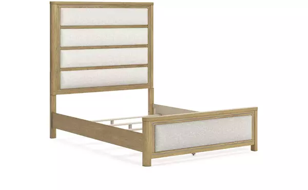 rencott light brown queen uph panel headboard by ashley