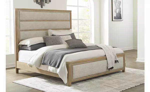 rencott light brown queen/king rails by ashley