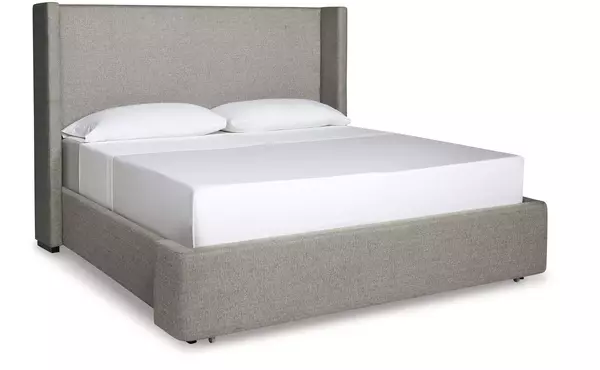 fawnburg gray queen upholstered headboard by ashley