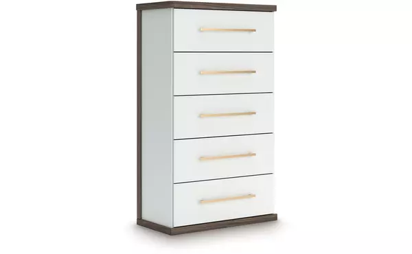 kendanport white/brown five drawer chest by ashley