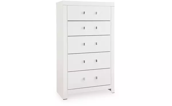 maeling white five drawer chest by ashley