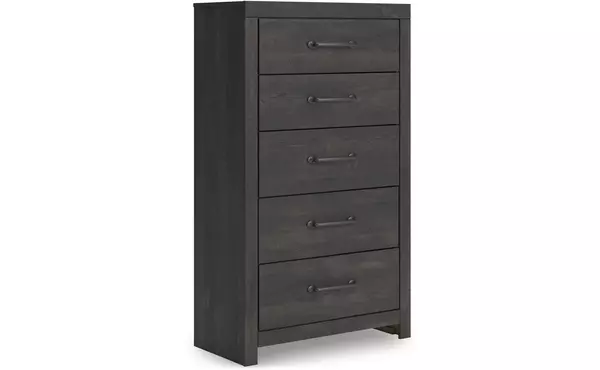 hollivern dark gray five drawer chest by ashley