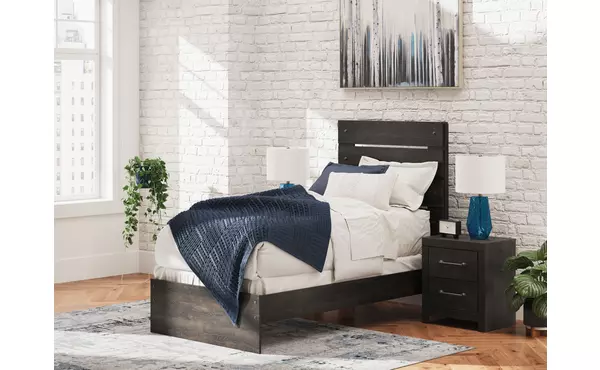 hollivern dark gray twin panel headboard/footboard by ashley