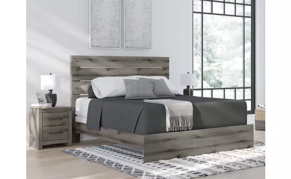 graystorm brown gray king panel headboard/footboard by ashley