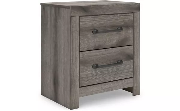 graystorm brown gray two drawer night stand by ashley