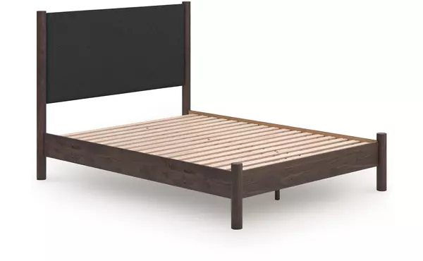 pamytta brown queen platform footboard/rails by ashley