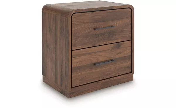 fortlorn walnut brown two drawer night stand by ashley