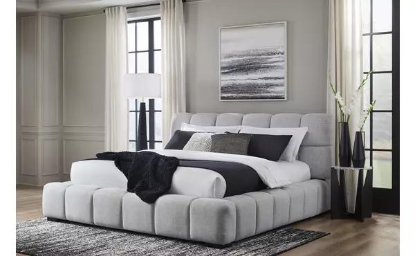grendusk light gray california king uph rails by ashley
