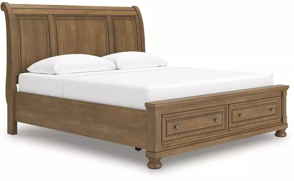 feddinger medium brown king/cal king sleigh headboard by ashley