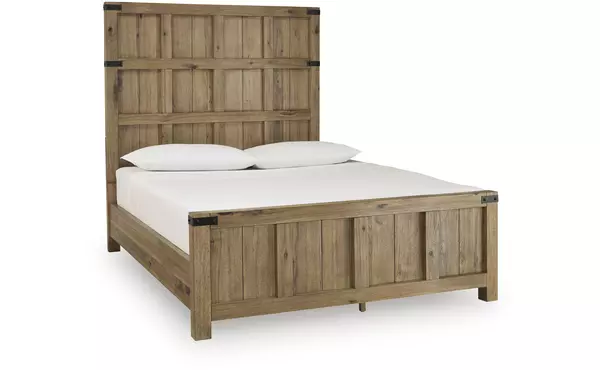 ridgester light brown queen panel headboard by ashley