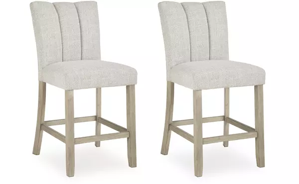 larawyn bisque upholstered barstool (2/cn) by ashley