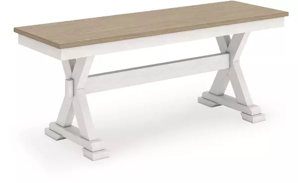 purlaney antique white/natural large dining room bench by ashley