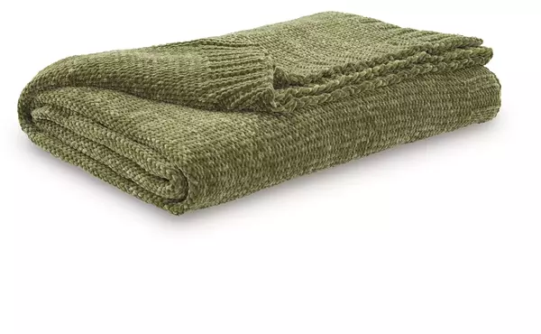 anawood olive green throw (3/cs) by ashley