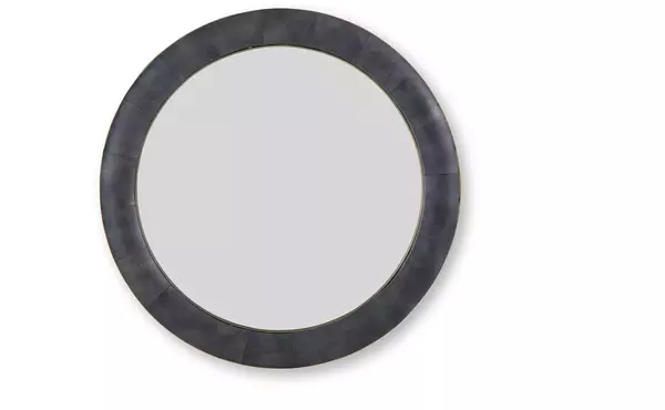 corinsworth charcoal/brass finish accent mirror by ashley