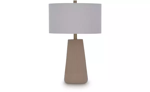 dellner mocha ceramic table lamp (1/cn) by ashley