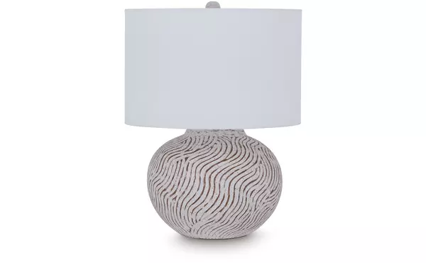 vien distressed white terracotta table lamp (1/cn) by ashley