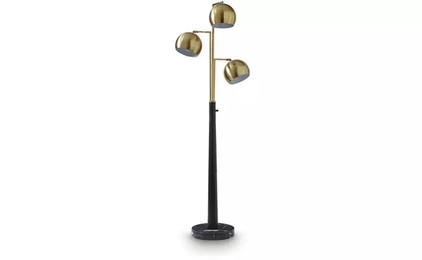 sorcha gold finish/black metal floor lamp (1/cn) by ashley