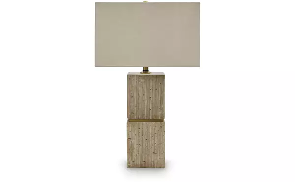 laddner beige poly table lamp (1/cn) by ashley