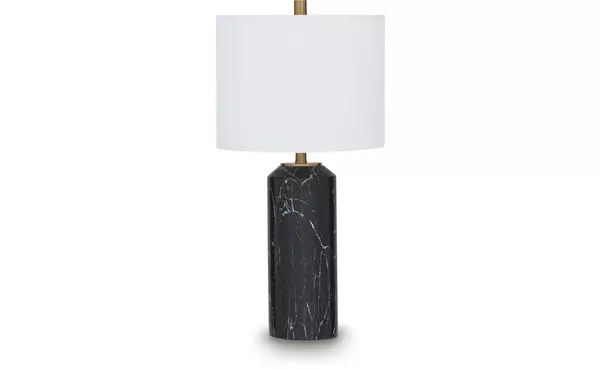 hanzila black/gold finish poly table lamp (1/cn) by ashley