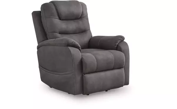snowfield gunmetal power lift recliner by ashley