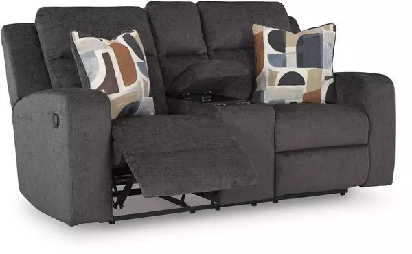kanlow dusk dbl rec loveseat w/console by ashley