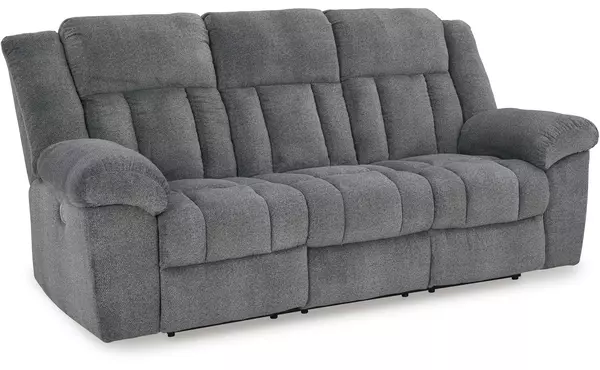 tip-off slate pwr rec sofa with adj headrest by ashley