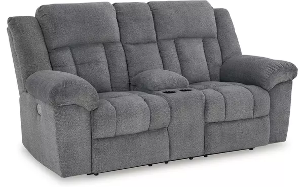 tip-off slate pwr rec loveseat/con/adj hdrst by ashley