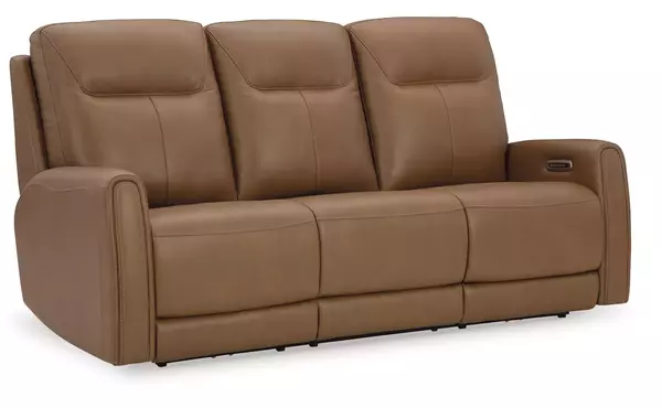 tryanny butterscotch pwr rec sofa with adj headrest by ashley