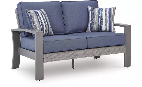 half moon beach blue/gray loveseat w/cushion by ashley
