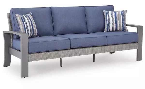 half moon beach blue/gray sofa with cushion by ashley