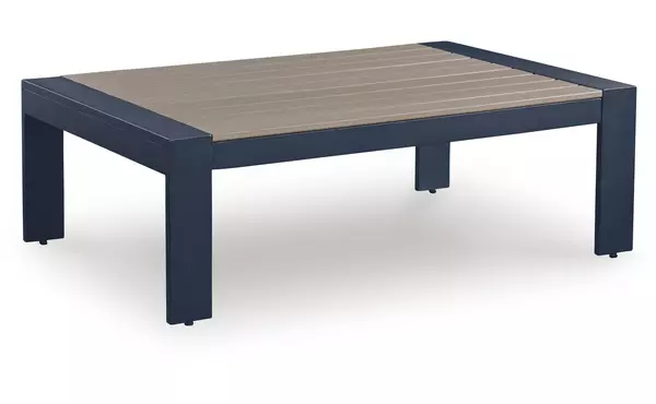 east beach navy blue/driftwood rectangular cocktail table by ashley