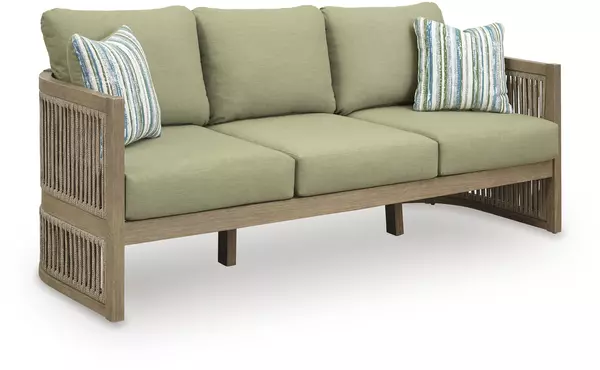 serena shores beige/green sofa with cushion by ashley