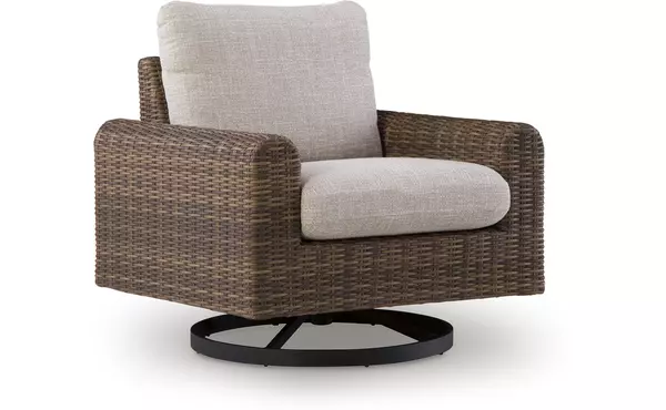 dolan creek beige/brown swivel lounge w/ cushion by ashley