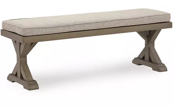 laguna heights beige bench with cushion by ashley