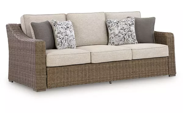laguna heights beige sofa with cushion by ashley