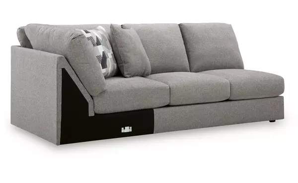 lindon smoke laf armless loveseat w/wedge by ashley
