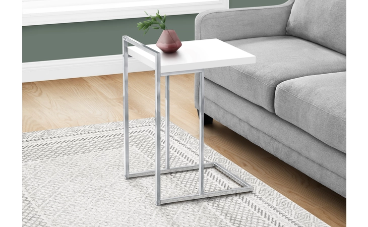 I3636  ACCENT TABLE - 25 H - GLOSSY WHITE - CHROME METAL