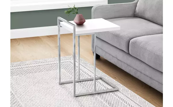 accent table - 25 h - glossy white - chrome metal by monarch specialties