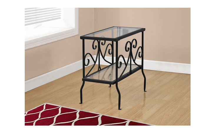 I3107  ACCENT TABLE - BLACK METAL WITH TEMPERED GLASS