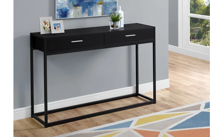I3512  ACCENT TABLE - 48 L - BLACK - BLACK METAL HALL CONSOLE