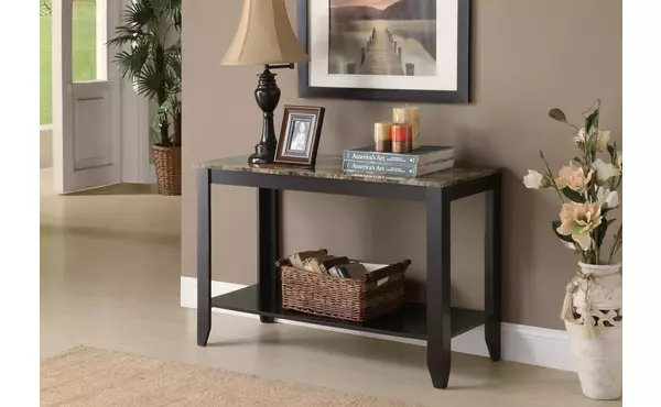 accent table - 44 l - espresso marble top by monarch specialties