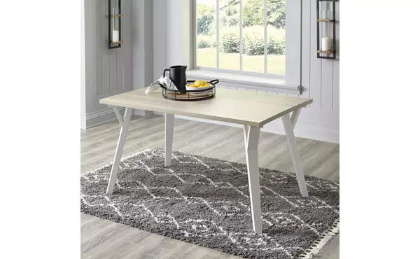 grannen white/natural rectangular dining room table by ashley