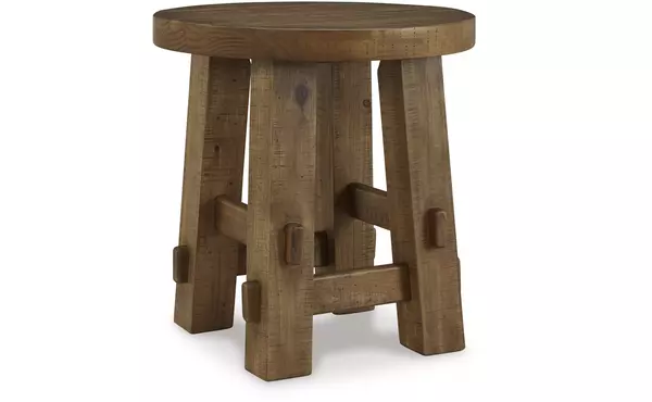 mackifeld warm brown round end table by ashley
