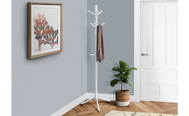 I2002  COAT RACK - 69 H - WHITE WOOD CONTEMPORARY STYLE