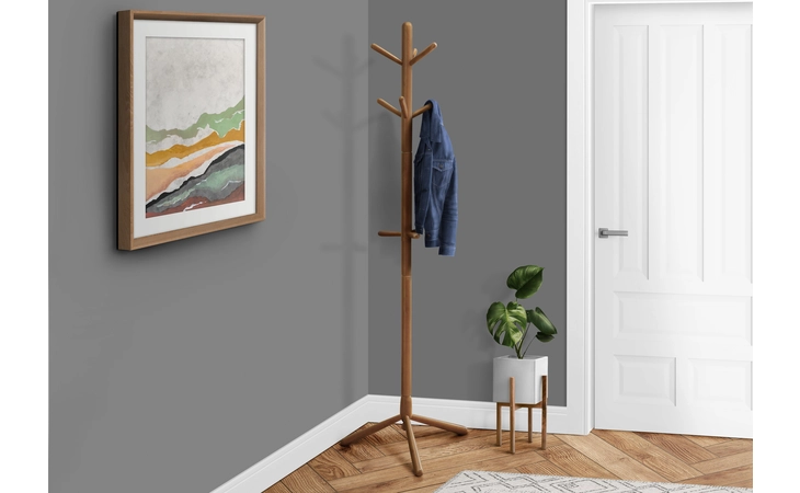 COAT RACK - 69 H - OAK WOOD CONTEMPORARY STYLE MONARCH SPECIALTIES I2003  I2003